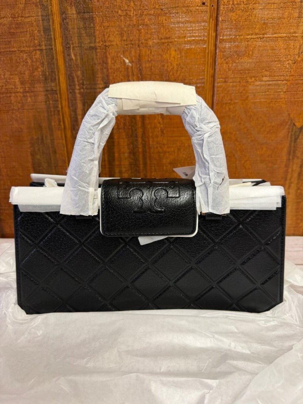 Tory Burch Fleming East West Leather Satchel Bag - Black - Picture 8 of 9